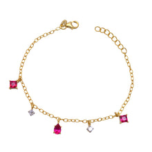 Load image into Gallery viewer, Ruby mixed shape bracelet in silver