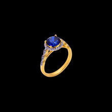 Load image into Gallery viewer, Blue sapphire halo ring