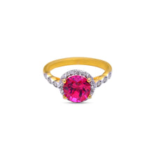 Load image into Gallery viewer, Ruby with natural zircon ring halo vintage