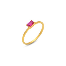 Load image into Gallery viewer, Ruby birthstone baguette ring solitaire