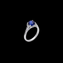 Load image into Gallery viewer, Blue Sapphire halo vintage ring