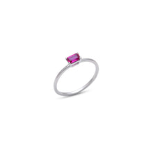 Load image into Gallery viewer, Ruby baguette solitaire dainty ring