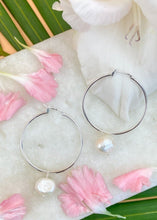 Load image into Gallery viewer, Natural silver pearls on marble with pink and white flowers