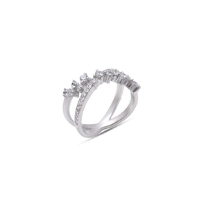 natural white zircon statement ring