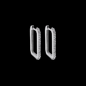 Studded Oblong Natural White Zircon Earrings