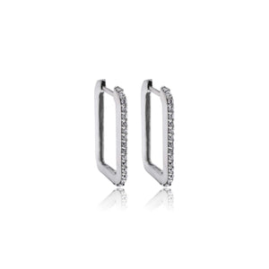 Studded Rectangle Natural Zircon earrings