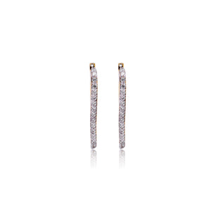 Studded oblong earrings rectangle natural white zircon