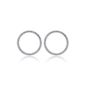 Circle studded white earrings