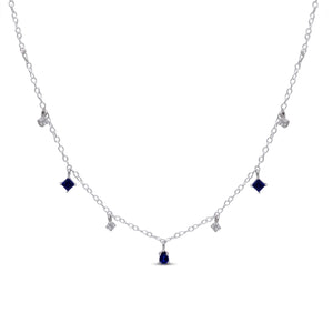 Beautiful Blue Sapphire Pear Square Round Necklace