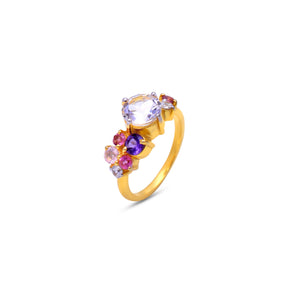 Pink gradient gemstone cluster ring