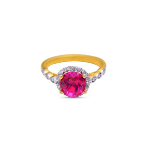 Ruby with natural zircon ring halo vintage