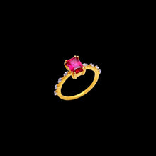 Load image into Gallery viewer, Ruby studded ring in gold
