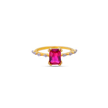 Load image into Gallery viewer, Octagon Ruby Ring with Natural White Zircon on the band
