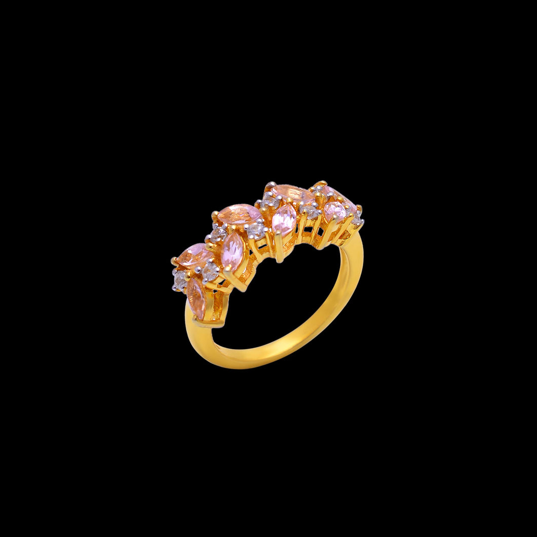 Morganite Marquise Natural White zircon band