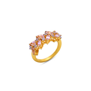 Morganite Marquise Natural White zircon band by Erus the label