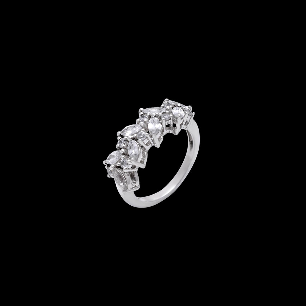 Natural White zircon marquise and round band