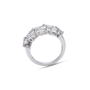 Natural White zircon marquise and round band in silver