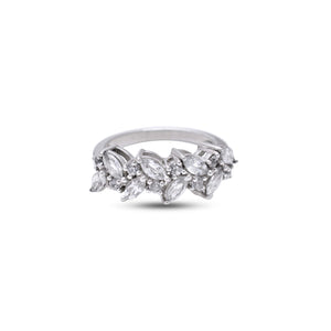 Natural white zircon marquise ring