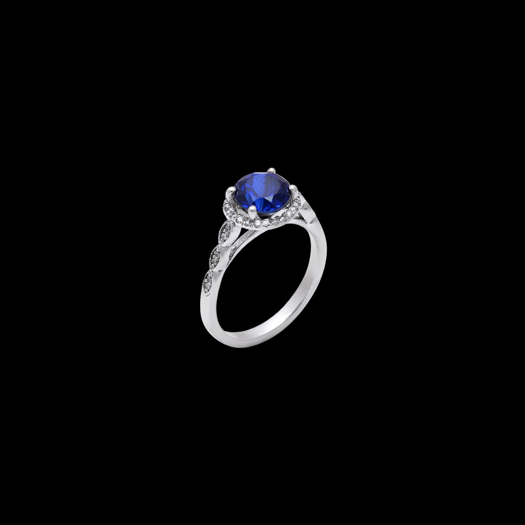 Blue Sapphire halo vintage ring