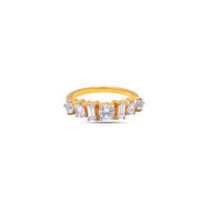 White Topaz Round Pear Baguette Shaped Ring