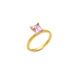 Morganite solitaire octagon ring