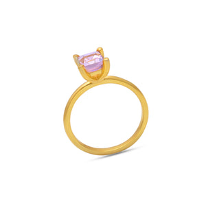 Pink morganite solitaire ring in gold