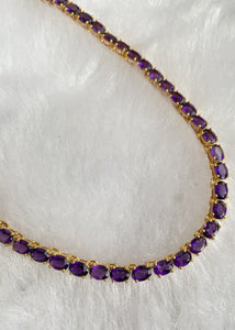 Sienna Amethyst Necklace on white fur cloth